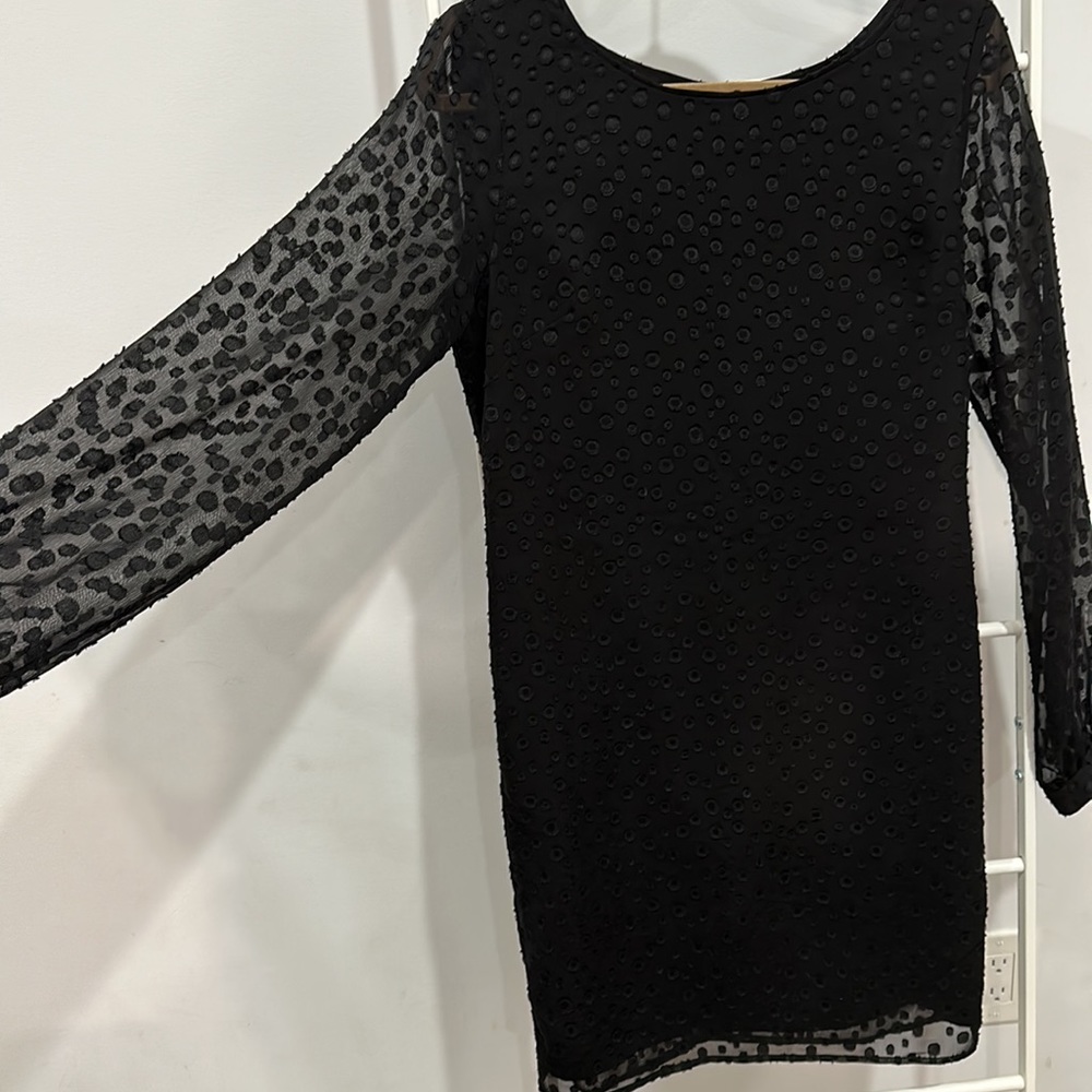 Ann Taylor Black Sheer Polka Dot Sheath